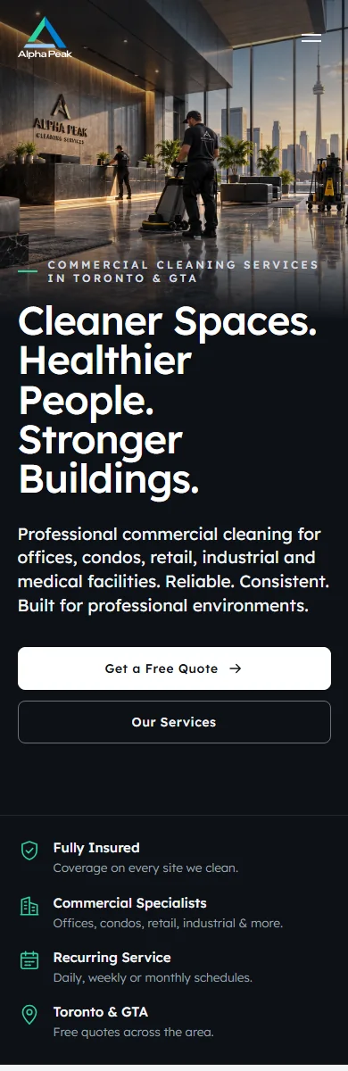 Alpha Peak website on a phone
